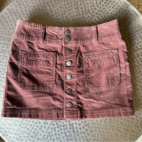 Free People Corduroy Burgundy Mini Skirt - Picture 2 of 9